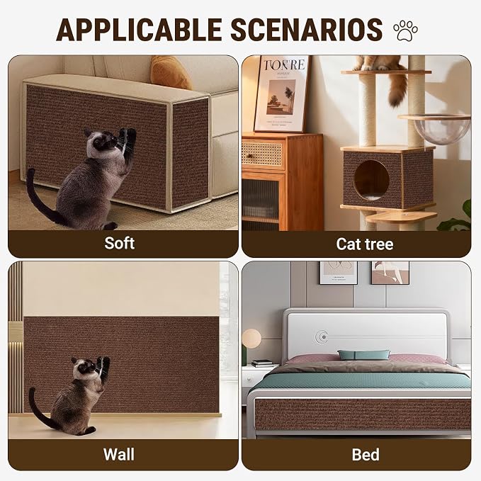 Cat Scratch Furniture Protector, DIY Cat Scratching Mat for Couch, Sofa, Wall,Cat Post,Cat Tree Durable Furniture Guards Couch Scratcher from Cats Claws Scratching for Indoor(39.4x15.8 Brown) - Image 4
