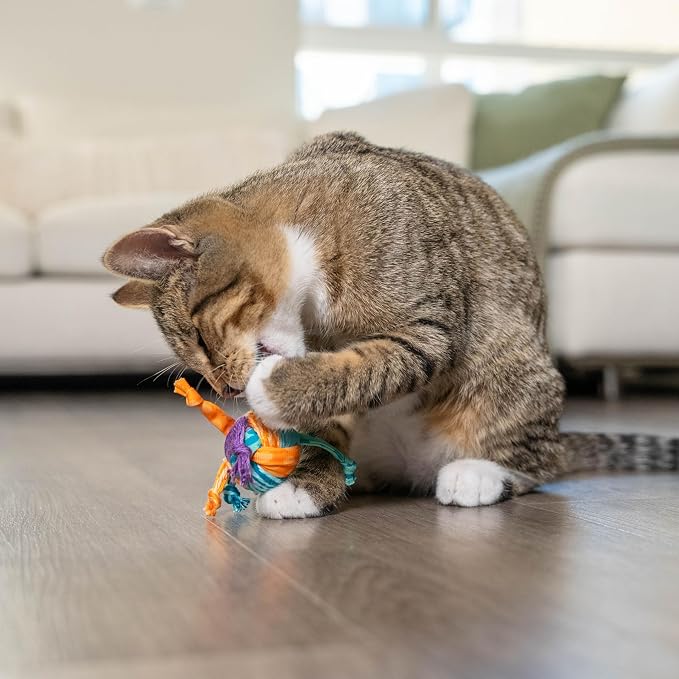 Catstages Catnip Tons of Tails – Interactive Catnip Dental Chew Toy for Cats with Rope, Ribbon & Cotton for Batting, Chasing & Chewing - Image 8