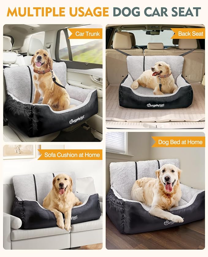 BurgeonNest Dog Car Seat for Small Dogs & Cats Under 55 lbs,Black - Image 7