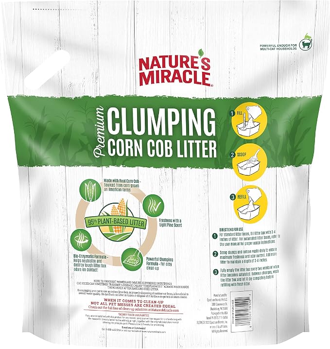 Nature's Miracle Premium Clumping Corn Cob Litter, Tough Odor Bio-Enzymatic Formula, Dust Free - Image 3
