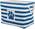 Bone Dry Pet Storage Collection Striped Paw Patch Bin, Large Rectangle, Navy by BoneDry