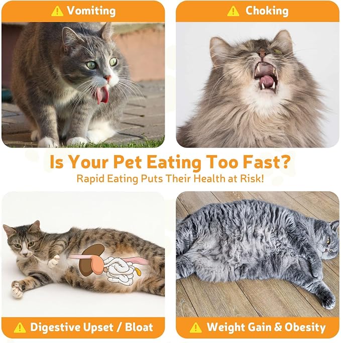 Ceramic Slow Feeder Cat Bowl 6.3" Wide (White) | Anti-Gulping & Keep Fit, Dishwasher Safe, For Dry and Wet Food, For Cats and Small Dogs, Shallow Bottom Puzzle Feeder - Image 3