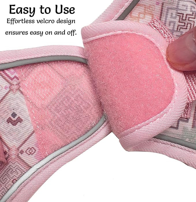 Mihqy Step in Dog Harness and Leash Set, Soft Breathable Mesh, Pink Grid,XS | Reflective, Adjustable No Pull Harnesses for Small Dogs Puppy and Cats, Lightweight Vest Harnesses, Fashion Floral Design - Image 6