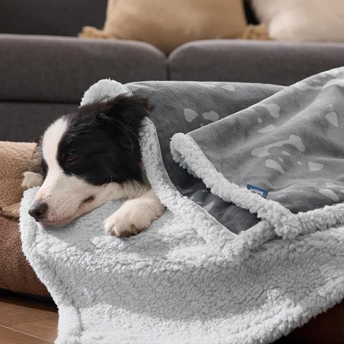 Bedsure Waterproof Blanket for Bed - Twin Size 60"x80", Anchor Gray | Soft Print Sherpa Fleece Pet Cat Dog Blankets for Large Dogs Couch Protection, Soft Plush Reversible Furniture Protector - Image 8