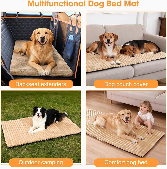 FURTIME Backseat Pet Bed Mat, Non-Slip Washable Dog Bed for Car Back Seat | Travel Pet Mat with Removable Cover, Dog Seat Covers Protector Fit for Backseat Extenders and Trucks SUVs, 54"x 24.8", Brown - Image 8