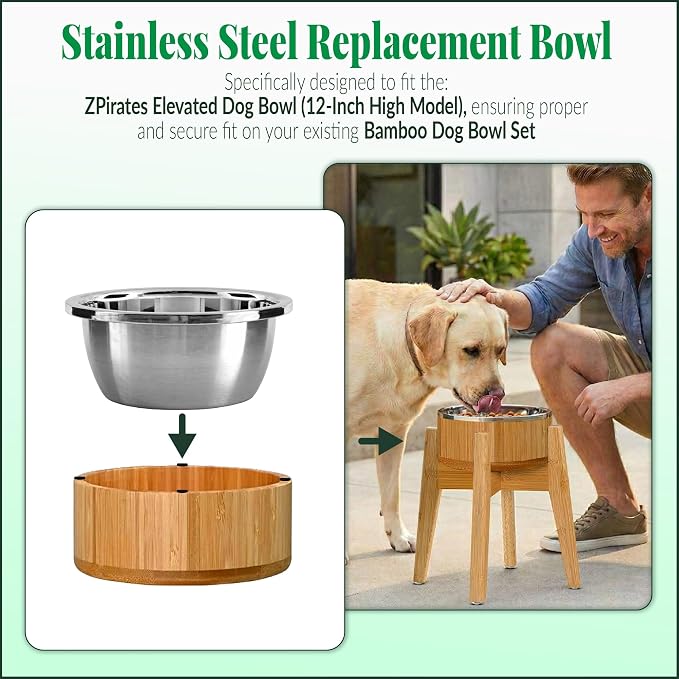 Dog Bowl, Stainless Steel for Mid-Large Breeds, 8 x 3.6in, 64-oz Capacity | 8-inch Diameter, Replacement Food Feeder Bowl, Clean Stainless, SUS 304 - Image 7