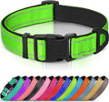 Joytale Reflective Dog Collar, Adjustable Neoprene Padded, Green XL | Breathable Nylon for Large Breeds, No Chafing on Hikes and Outdoor Use, Tear-Resistant Webbing, Metal D-Ring, Night Safety by Joytale