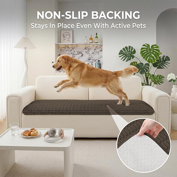 Foxdecor Couch Cover for Dogs Sofa Covers Non Slip Couch Pad Pet Friendly | Pet Couch Covers Washable Sofa Protector, Furniture Cover Couch Seat Protector for Living Room, Chocolate 58x82 Inch - Image 4