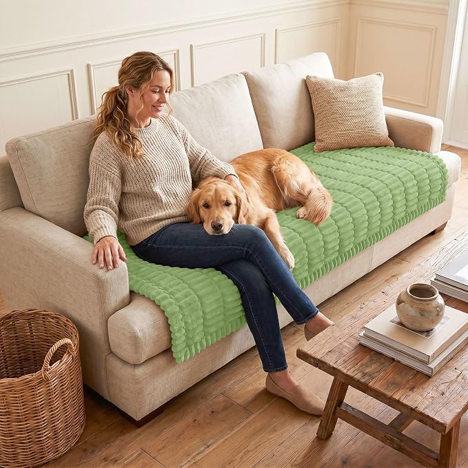 hyha Couch Cover for Dogs, Washable Non Slip Plush Flannel Sofa Protector | Thick Flannel, Anti-Slip Backing, Pet Hair & Scratch Protection, Fits Sofa & Loveseat (35.4" x 88") - Image 2