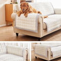 Couch Cover for Dogs Washable,Anti-Slip Back Cat Mat Pet Pad Blanket for Furniture Protector,Fuzzy Pet Sofa Cover for 3 Cushion Couch Sofa Pets Friendly (Ivory, 2pc/28"x28"-Arm/Backrest Cover) by Unknown