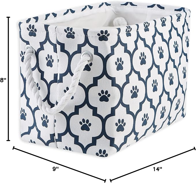 Bone Dry Pet Storage Collection Lattice Paw Print, Small Rectangle, White/Navy - Image 7