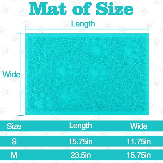 Darkyazi Cat Litter Box Mat for Floor Litter Trapping Mat Non-Slip Backing, Scatter Control, Easy Clean, Water Resistant, Soft on Paws (15.75" x 11.75",Lake Blue) - Image 2