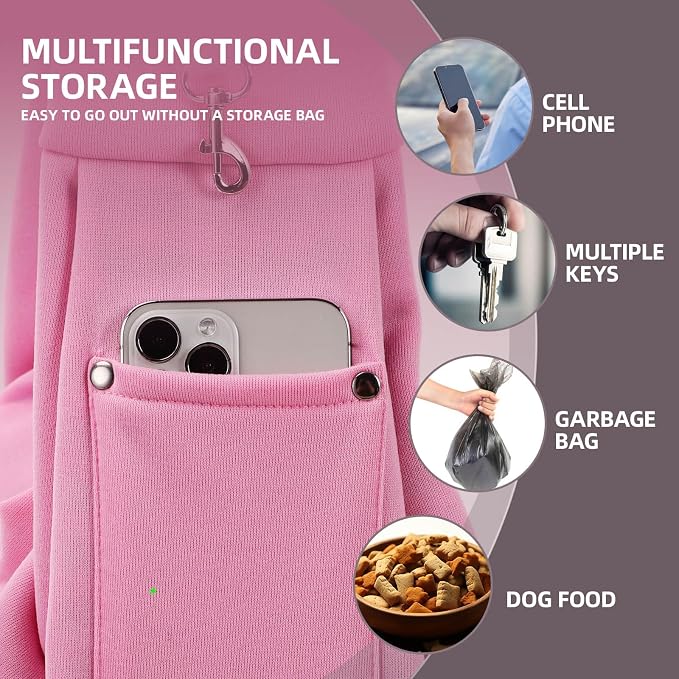 ARZQUT Dog and Cats Carrier Sling, Small Pet Carrier with Storage Pocket | Reversible Puppy Sling Carrier, Safety Buckle, Storage bag, Machine Washable for Travel, Outdoor Activitie, Hand-Free, Pink - Image 3