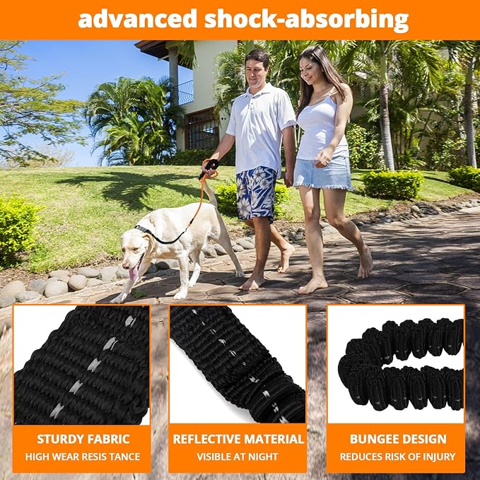 Rope Dog Leash 6 FT: Heavy Duty Leashes with Swivel Lockable Hook Reflective Threads Bungee and Padded Handle - Dog Lead for Large Small Medium Dogs Outside Walking Hiking Orange - Image 4