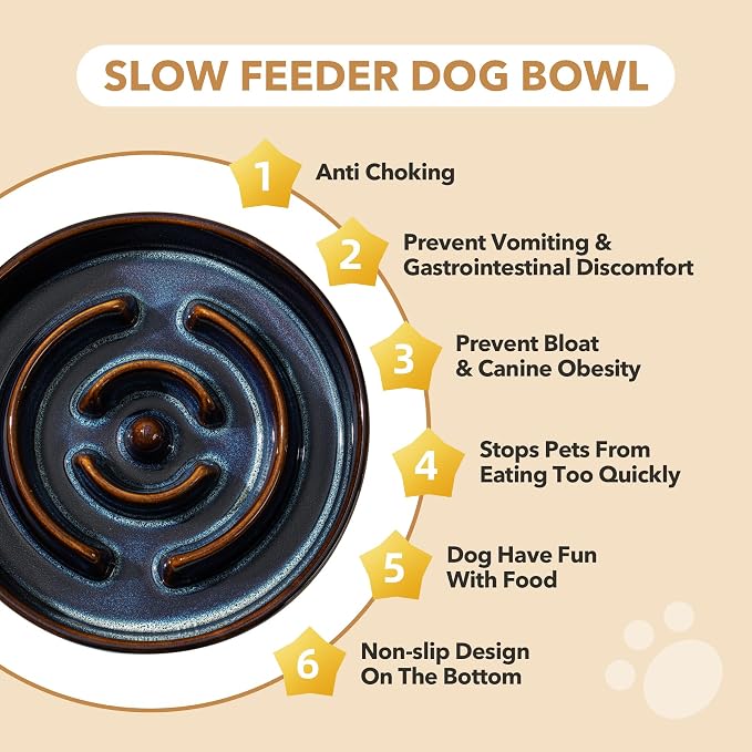 Havniva Raised Slow Feeder Dog Bowls, Elevated Dog Bowls Slow Feeder Set | 3.2 Cups Ceramic Dog Bowl Elevated with Acacia Wood Stand, Raised Dog Food Bowl, Puzzle Slow Feeder for Large Dogs, Non-Slip - Image 7