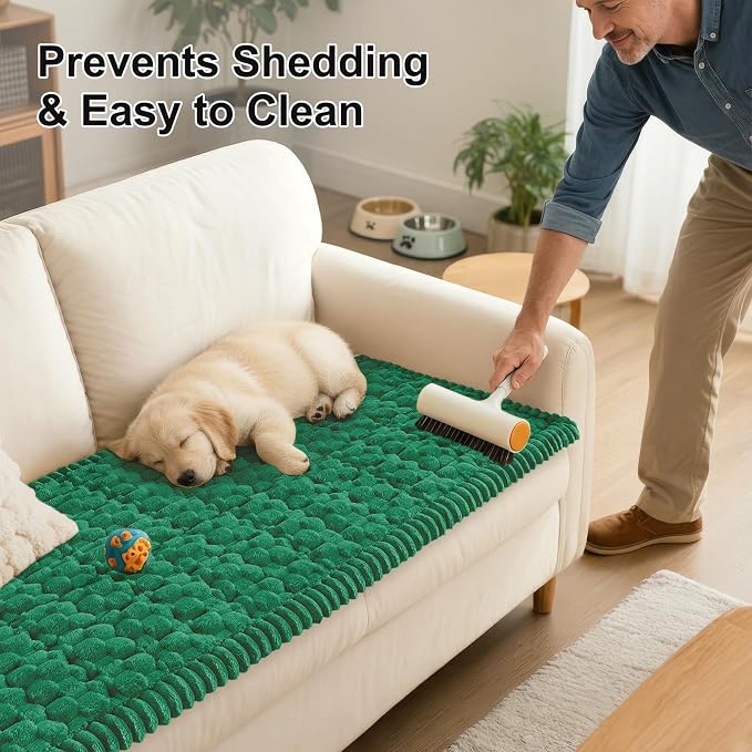 Smiry Non Slip Couch Covers for Dogs, Scratch Resistant Pet Sofa Protector | Machine Washable Soft Fuzzy Thick Furniture Cover for Sofa Loveseat Sectional Large Dogs, Emerald Green, 27.6" x 47" - Image 6