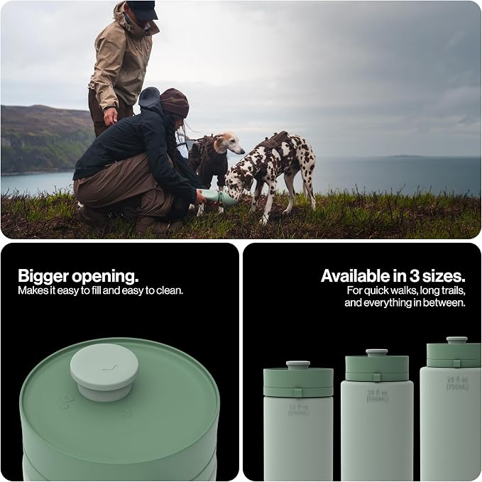 SÄKER Portable Dog Water Bottle, Collapsible Water Bottle for Dogs Perfect for Walking, Hiking and Outdoors | Works as a Portable Water Bowl | Designed in Montreal - 350ml - Image 6
