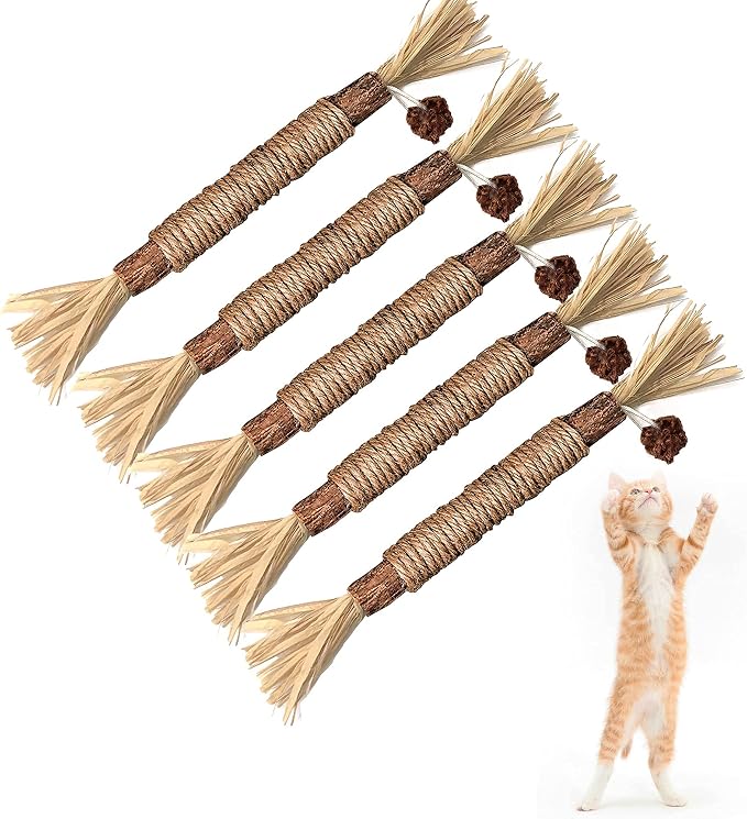 BAWAN Silvervine Sticks Cat Chew Toys for Indoor Cats Dental Care Teeth Cleaning, Natural Kitten & Cat Teething Toys for Health, Cat Chew Stick Suitable for All Breeds of Aggressive Chewers Cat by BAWAN