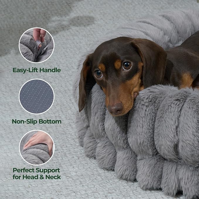 BALANCE Luxury Donut Dog Bed, 30 Inches Round Dog Bed Medium Size Dogs Washable, Orthopedic Calming Dogs Bed for Pets with Anti-Slip Bottom, Gray - Image 6