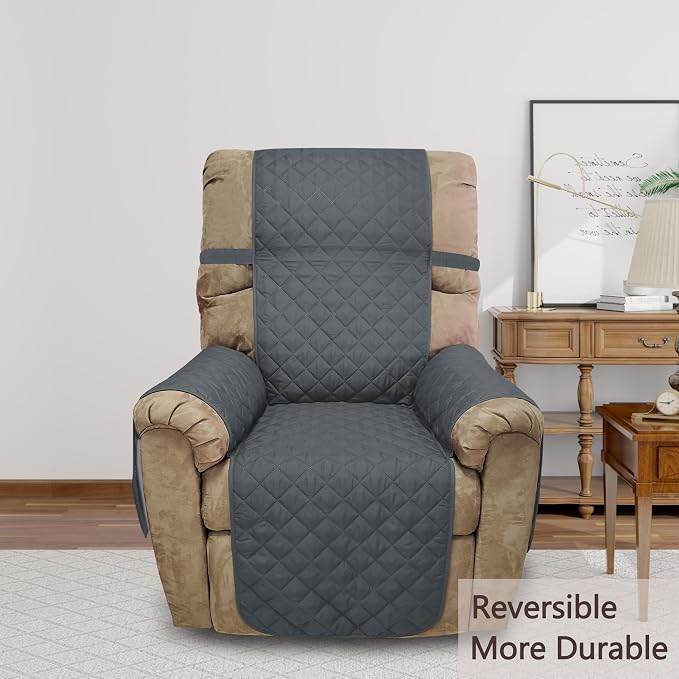 Reversible Chair Covers for Recliner Oversized, Dark Blue | Recliner Oversized Covers for Living Room with Elastic Straps, Water Repellent, Chair Protectors Covers for Dogs - Image 2