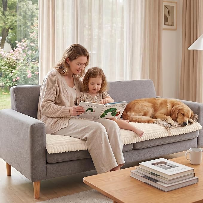 Fixwal Waterproof Flannel Dog Couch Cover, 27.6" x 47", White | Integrated TPU Barrier, Non-Slip Backing, Machine Washable, Pet Friendly, Easy Clean Pet Hair, Soft Sofa Cushion Protector - Image 9