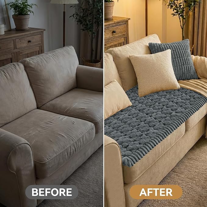 Smiry Non Slip Couch Covers for Dogs, Scratch Resistant Pet Sofa Protector | Machine Washable Soft Fuzzy Thick Furniture Cover for Sofa Loveseat Sectional Large Dogs, Dark Grey, 27.6" x 70.9" - Image 7