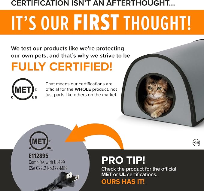 K&H Heated Cat House, Thermo Mod Kitty Shelter Outdoor, Safety Listed, 25W | Heated Cat House for Outside, Weatherproof Shelter for Ferals, Insulated with Smart Thermostat, Washable Cover, Gray - Image 5