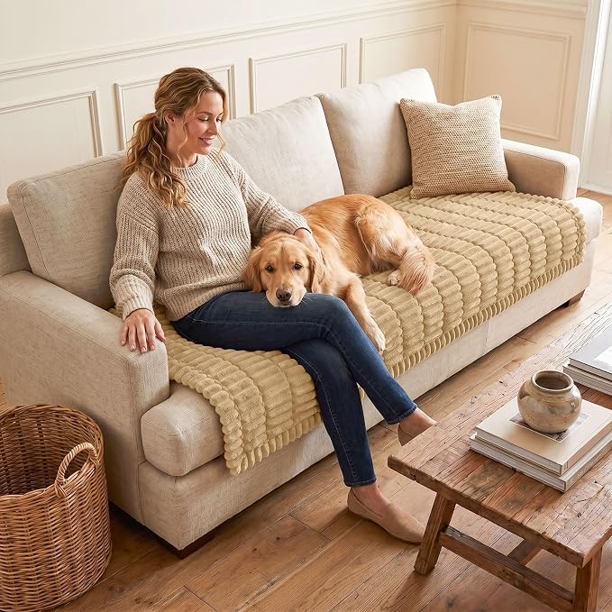 hyha Couch Cover for Dogs, Washable Non Slip Plush Flannel Sofa Protector | Thick Flannel, Anti-Slip Backing, Pet Hair & Scratch Protection, Fits Sofa & Loveseat (35.4" x 88") - Image 2