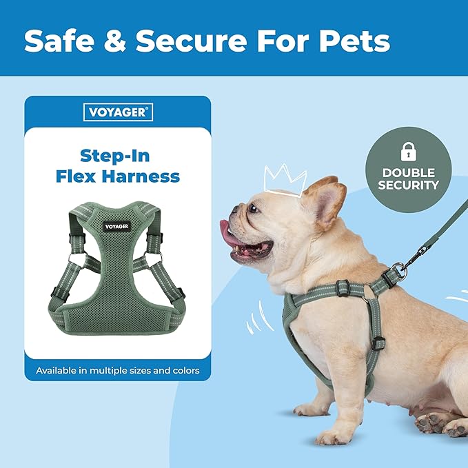 Voyager Step-in Flex Adjustable Dog Harness - Moss Green, X-Large | 23 - 28" in Chest, Fully Adjustable, Reflective Bands, All Weather Breathable Air Mesh, Lightweight, Fast Drying - Image 5
