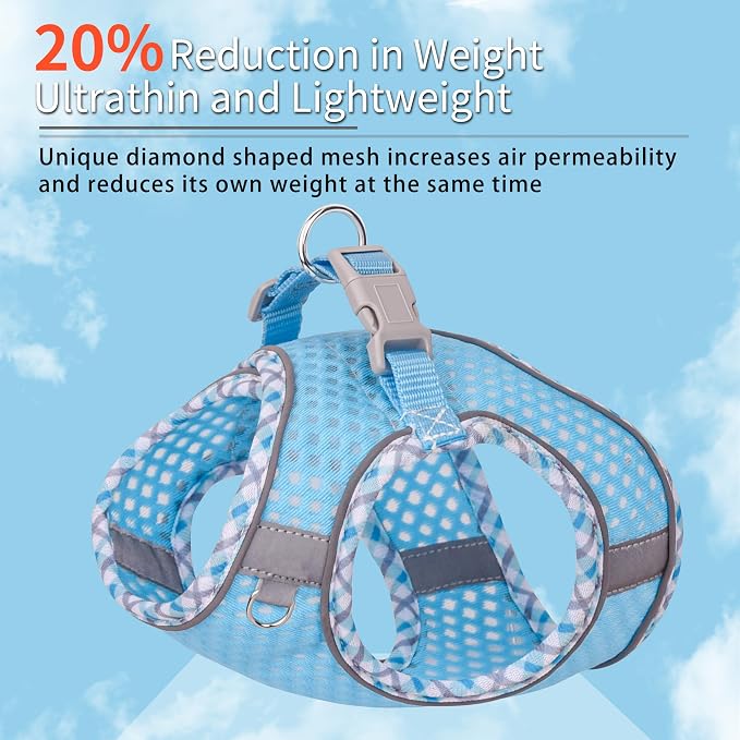 Summer Pet Supply No Pull, Step in Adjustable Dog Padded Harness | Vest Harness for Hot Weather, Escape Proof Ultra Thin Soft Easy to Put on Small Dogs Blue S - Image 5
