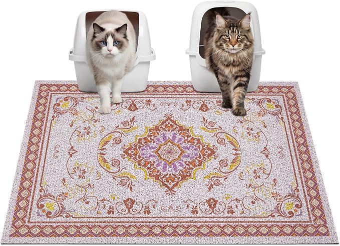 Glittme Cat Litter Mat, 33"x22" Non-Slip Washable Trapping Mat for Cats | Litter Trapping Mat With Thick PVC Coil To Catch Scatter, Soft On Paws And Waterproof Bottom To Protect Floors by Glittme