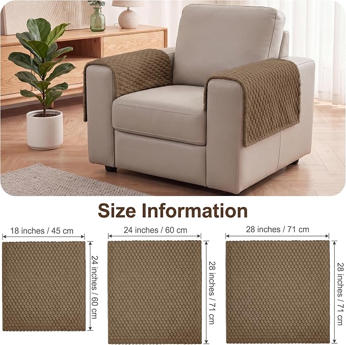 Foxdecor Couch Arm Covers for Sofa Arm Chair Covers Set of 2 | Sofa Arm Covers Cat Scratch Resistant Couch Protectors, Washable Armrest Cover Furniture Arm Covers, Chocolate 28x28 in - Image 6