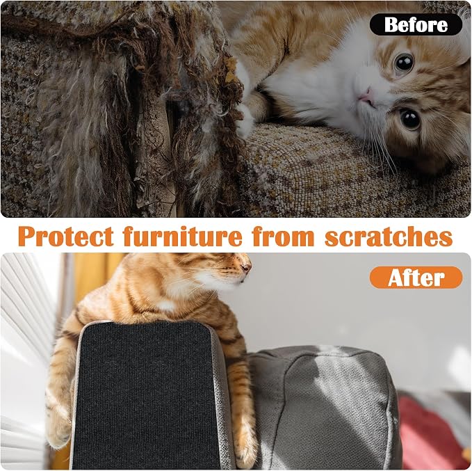 Cat Scratch Furniture Protector - 138" x 13.8" Trimmable Self-Adhesive Cats Claws Scratch Pads, DIY Cat Climbing Couch Protector for Scratch Post Cat Tree Replacement Indoor (Black) - Image 4