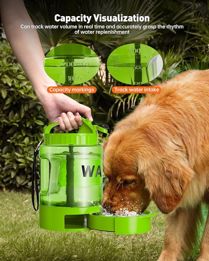 Portable Dog Water Bottle Bowl - 77 oz Travel Water Bowl Dispenser for Dogs Leak Proof, Suitable for Large Pet Drinking, A Must Have for Outdoor, Camping, Walking, Beach, Hunting Other Scenes （Green） - Image 4