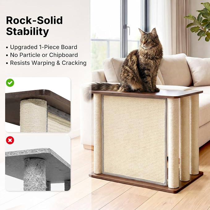 Veehoo Cat Scratcher Side Table for Couch, Sofa Protector End Table | Couch corner protector, sisal scratching posts, sisal scratch pad, heavy-duty base, easy to assemble - Image 3