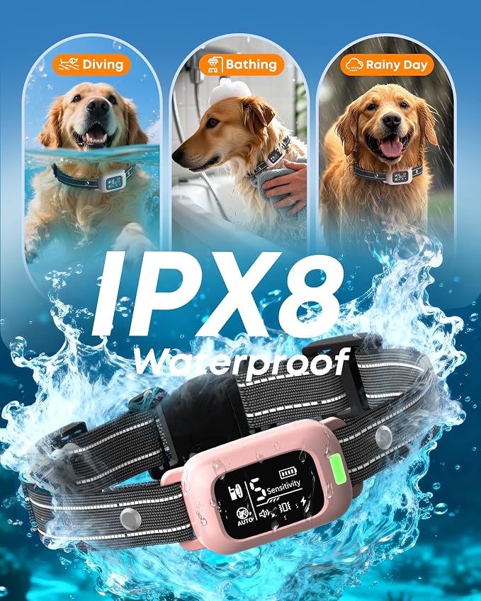 2-in-1 Dog Bark Collar & Training Collar with Remote, 4500FT Range | Shock Collar with Automatic Anti-Bark Control, IPX8 Waterproof Receiver, LED Light, and Adjustable Fit for All Breed - Image 7
