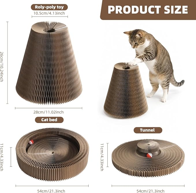 Wortade Reversible Magic Organ Cat Scratching Post, Foldable & Reversible Cat Scratcher for Indoor Cats, Cardboard Cat Scratcher, Interactive Kitten Toys Cat Enrichment for Indoor Cats - Image 5