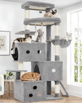 Heybly Cat Tree, 74-Inch Streamlined Cat Tower for Large Cats HCT061W | Cat Furniture with 3-Tier Stacked Condos, Large Perch, Sturdy Base, Full Sisal Scratching Posts & Ramp, Light Gray by HEYBLY