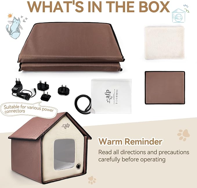 ALL FOR PAWS Heated Cat House, Indoor Cats Home for Winter with Heated Pad, Cat Houses & Condos, Heater Cat Bed for Feral Kitty, Thermo Kitty Home - Image 3