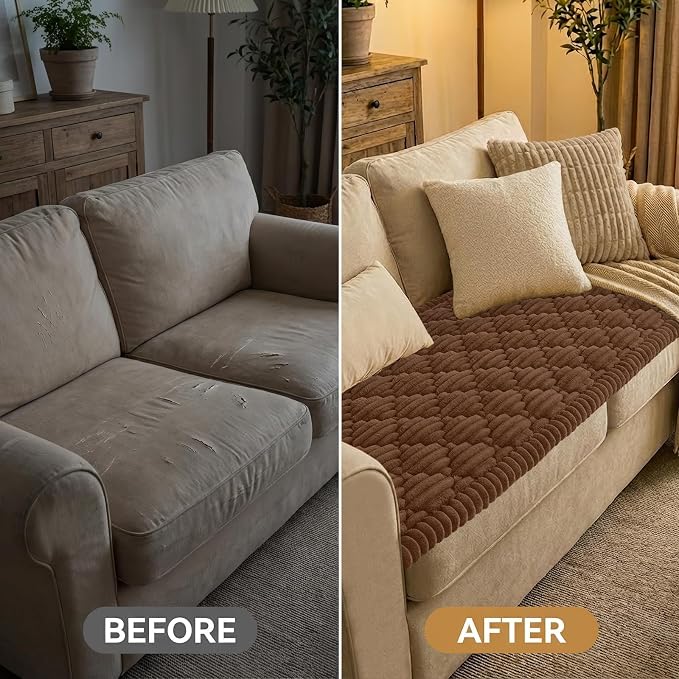 Smiry Couch Cover for Dogs Washable, Non Slip Fuzzy Pet Sofa Protector | Soft Thick Furniture Cover for Sofa, Loveseat and Sectional, Scratch & Pet Hair Resistant (Chocolate, 35.4" x 95") - Image 7