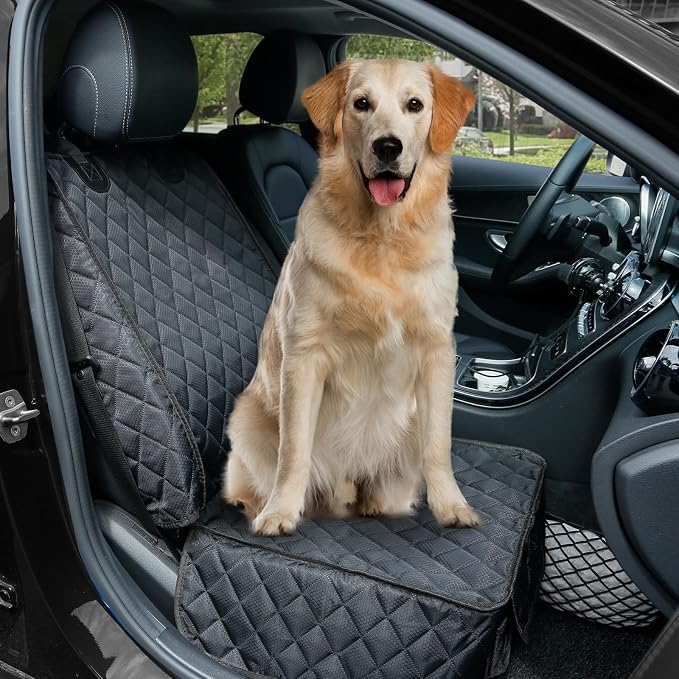 PETICON Waterproof Front Seat Car Cover 2 Pack, Full Protection | Dog Car Seat Cover with Side Flaps, Nonslip Scratchproof Captain Chair Seat Cover Fits for Cars, Trucks, SUVs, Jeep, Black - Image 3