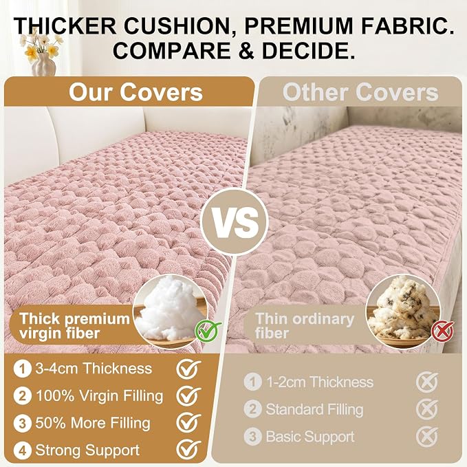 Smiry Non Slip Couch Covers for Dogs, Scratch Resistant Pet Sofa Protector | Machine Washable Soft Fuzzy Thick Furniture Cover for Sofa Loveseat Sectional Large Dogs, Dusty Rose, 27.6" x 47" - Image 4