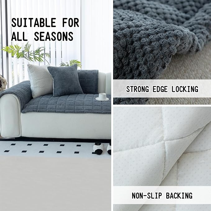 Sofa Couch Cover, Sofa Covers Washable for Dogs, Non-Slip Couch Covers for Sectional Sofa, Sofa Slipcovers for All Seasons Furniture Protector for L Shaped(Dark Grey, 27"x 83") - Image 2
