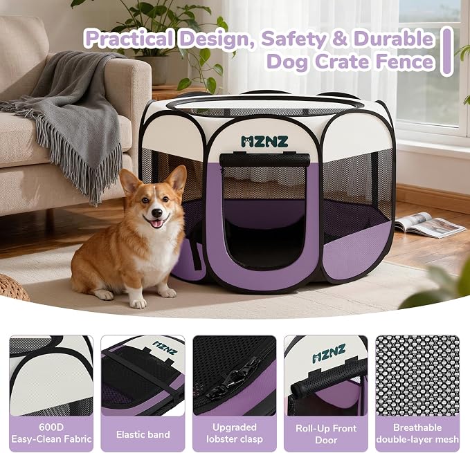 Dog Cat Small Animal Puppy Playpen Crate, Medium, Purple - Image 7
