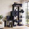 Hey-brother Cat Tree Tower with Plush Steped Condos, Big Platform, MPJ071G | 50 Inches Tiered Climbing Cat House with Sisal Scratching Posts, Spacious Hammock, Cozy Basket for Indoor Cats, Smoky Gray by Hey-brother