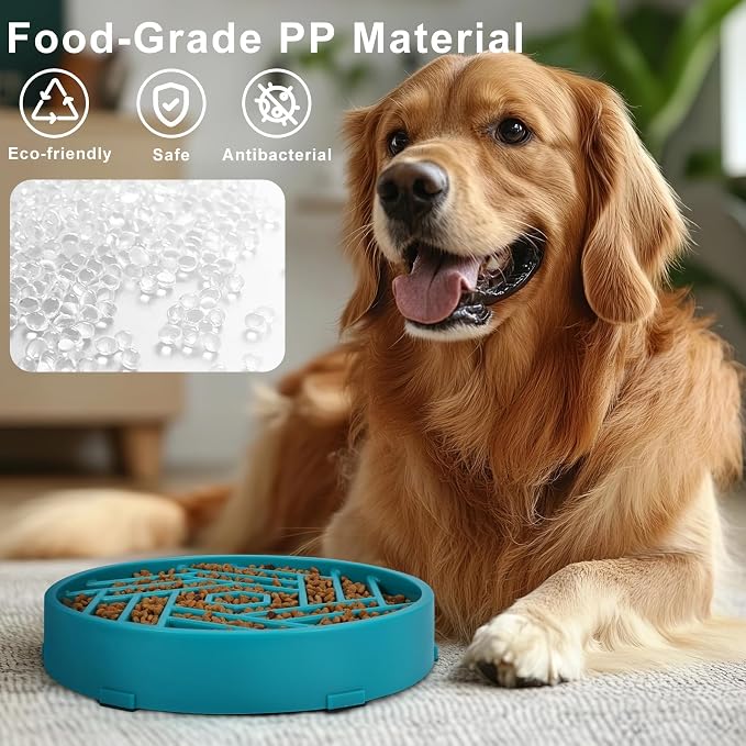 TOBYTO Slow Feeder Dog Bowls Large Medium Breed,Anti-Choking Slow Eating Dog Food Bowl,Non Slip Pet Slower Food Feeding Bowls Large Puzzle Slow Feeder Bloat Stop Maze Dog Dishes,Dark Green - Image 2