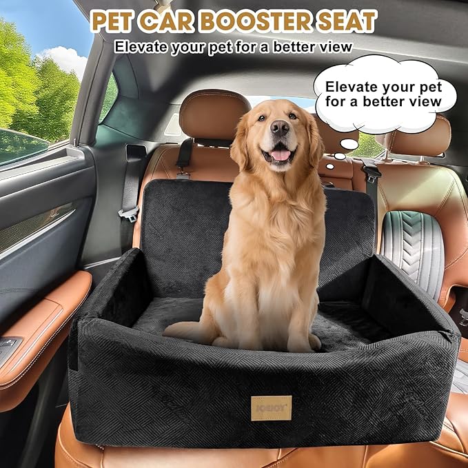 JOEJOY Dog Car Seat for Large Medium Sized Dogs Under 55 lbs, Dog Booster Seat for 2 Small Dogs with Detachable Washable Cover, Memory Foam Pet Car Seat with 2 Safety Belts and Storage Pockets - Image 3