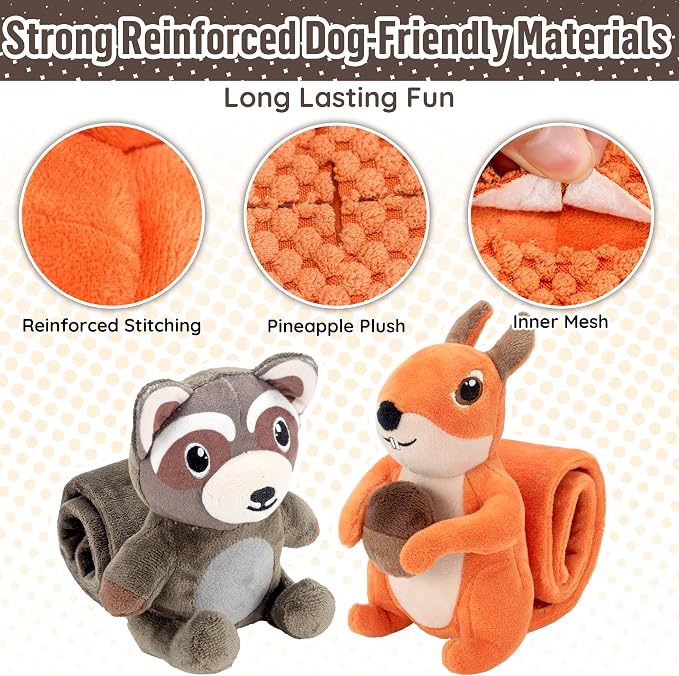 LECHONG 2-Pack Plush Squeaky Dog Toys, 23-Inch Snuffle Puzzle Tug of War Toy with Roll-Up Treat-Hiding Crinkle Tail, Enrichment Toys for Small & Medium Dogs to Relieve Boredom & Mental Stimulation - Image 5