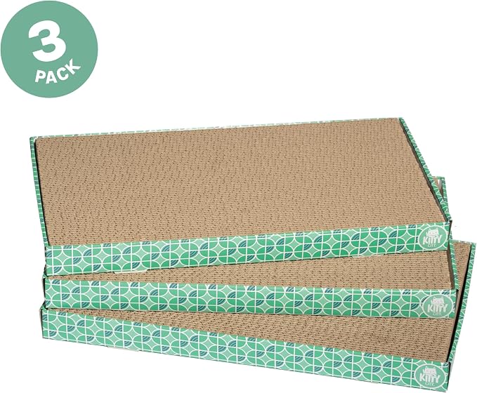 Kitty City XL Wide Corrugate Cat Scratchers 3 Pieces, Cat Scratching, Cat Scratch Pad, Door Clips, Furniture Protectors from Cat Scratching - Image 2