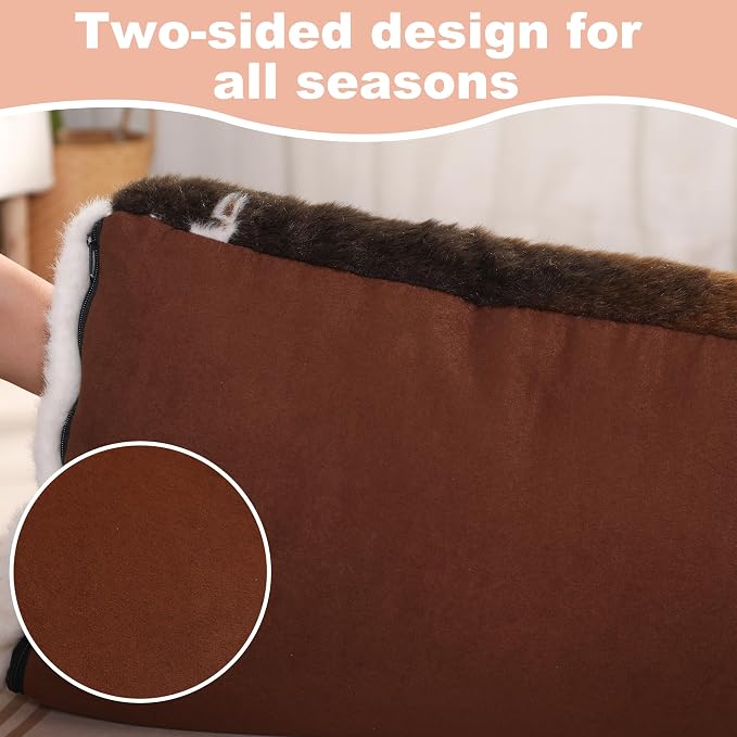 Bedfolks Plush Waterproof Dog Crate Bed, Faux Fur Kennel Pad for Extra Large Dogs, Removable Washable Cover, 41"x27", Cow Print - Image 3